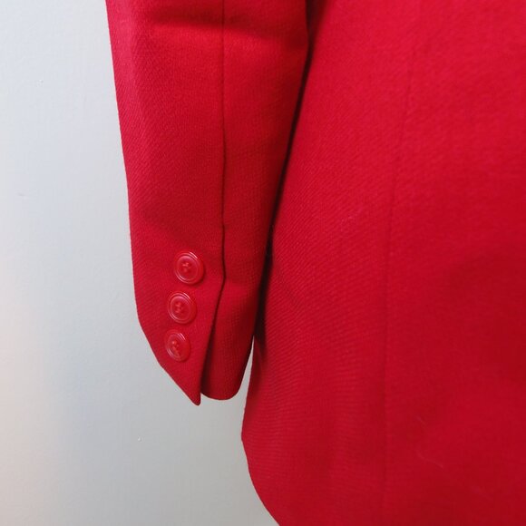 Vintage 80s Liz Claiborne Womans SZ4 Red Wool Lined Blazer Office Tailored - Picture 8 of 11